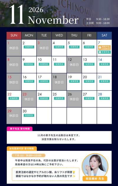 2026年11月の診療カレンダー | その他